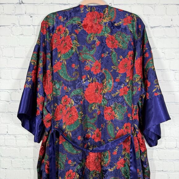Vintage 90s Victoria's Secret Satin Sleep Dress Womens Small Purple Blue Floral - Picture 10 of 14